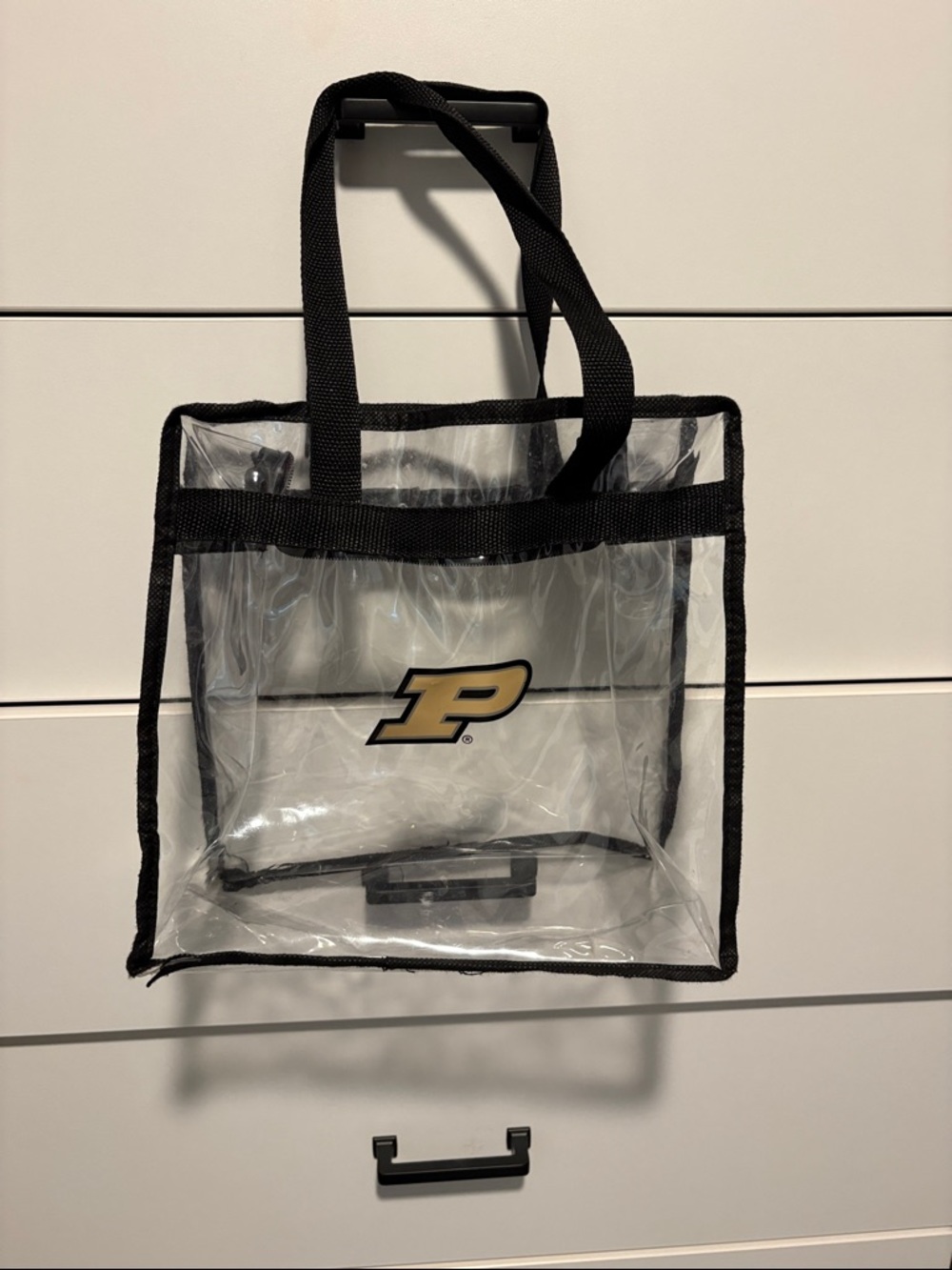Fanatics Purdue Clear Tote Bag with Black Trim and Gold Logo